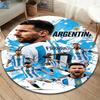 Leo Messi Round Area Rug,Carpet Rug for Living Room Bedroom Sofa Playroom Decor,Non-slip Floor Mat