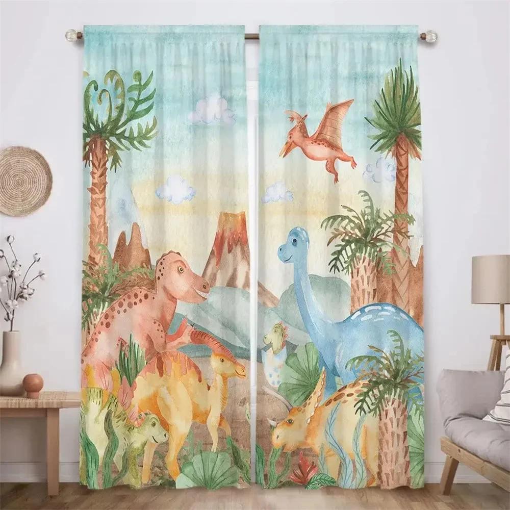 3D Cartoon Animal Jungle Lion Elephant Tree Window Curtain Blinds For Living Room Kids Bedroom Bathroom Kicthen Door Home Decor2