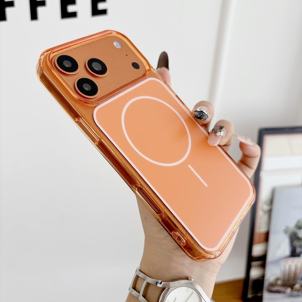 For iPhone 17 Luxury Clear Acrylic Hard PC Solid Color Case For iPhone 17 Air 17 Pro Max For Magsafe Wireless Charge Cover