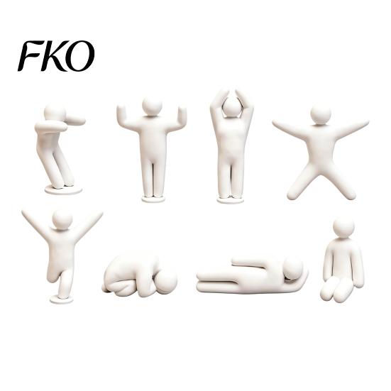 Standing Man Ornament 1/8Pcs 3D Printed Game Character Figure, Sitting Lying Figurine, Customizable Toy Abstract White Statue, Collectible Gift