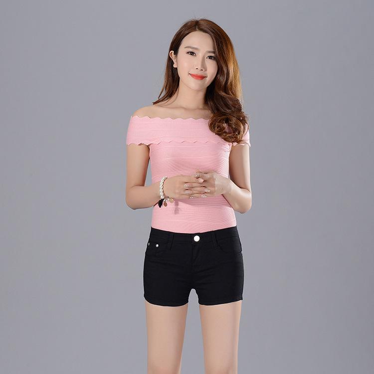 Denim-Shorts für Damen, Bleistift, lässig, Sommer, Bonbonfarben, Damen, Doppeltasche, Weiß, Blau, Rot