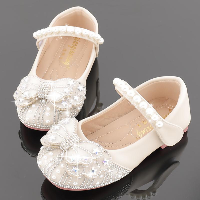 

Princess Crystal Shoes New Girls Single Shoes Frozen Rhinestones Shoes Performance Party Shoes 23