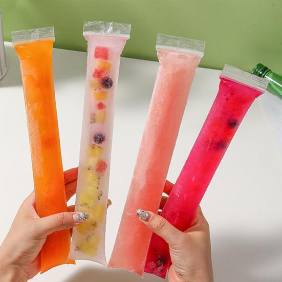 100Pcs DIY Popsicle Bags with Funnel Zip Seal Food-Grade PP Ice Pop Molds Easy Fill Milkshake Freezer Bags for Juice Yogurt Smoothies