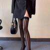 Women's Vintage Sexy Black Vertical Stripes Pattern Stretchy Tights Pantyhose Women's Stockings Gothic Clothes Sexy Underwear