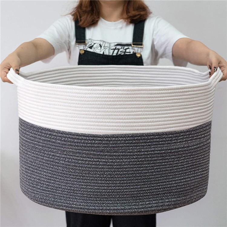 Cotton Rope Woven Laundry Hamper & Storage Basket, Large Capacity, Foldable for Clothes, Toys, and Sundries.