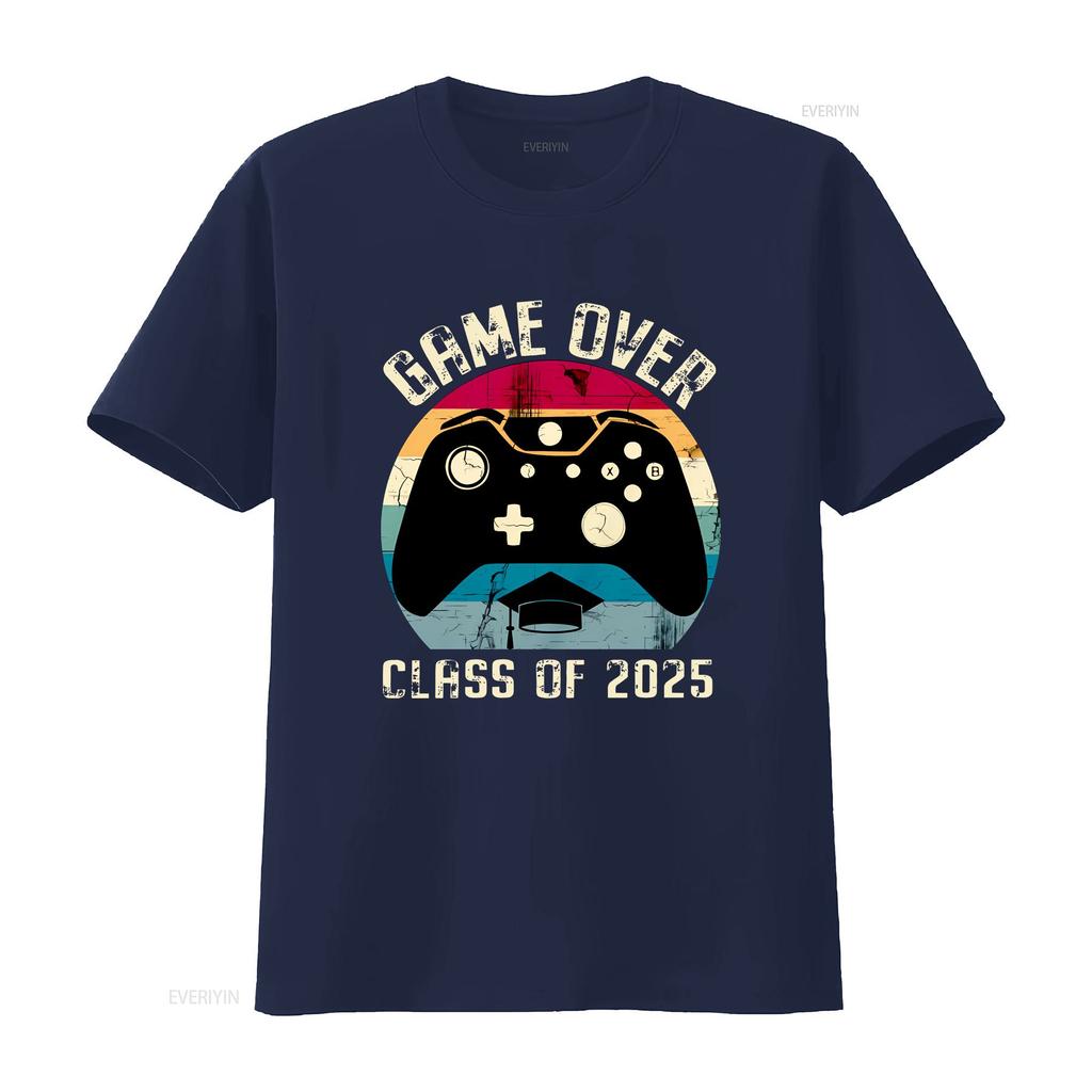 Abschlussjahrgang 2025 Retro Gaming Abschluss T-Shirt Game Over Geekiger Absolvent Vintage Gamer Lustig Vintage Gewaschen Vielseitig Atmungsaktiv