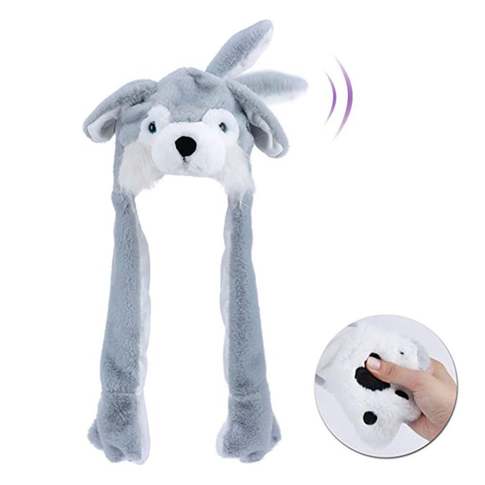 Cartoon Bunny Ear Move Hat Jumping up Toys Rabbit Girls Animal Plush Costume Cosplay Cap Kids Party for Adult Funny Anime Hat