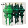 Holiday Party Decoration Accessories 6 Pcs Finial Drop Christmas Ornament, Glitter Shatterproof Plastic Decorative Hanging Ornaments for Home