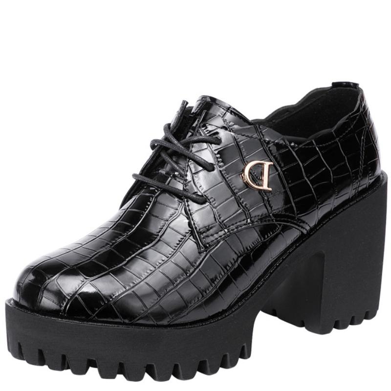 High Quality Leather Shoe for Women Heel 8cm High Heel Platform Round Toe Size 32-43 Elegant Fashion Autumn Winter Shoe Boots