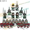 N501U-504U Medieval Castle Knight Building Blocks Figures Four Side UV Printing King Warhorse Weapons Accessories Toys Kid Gifts