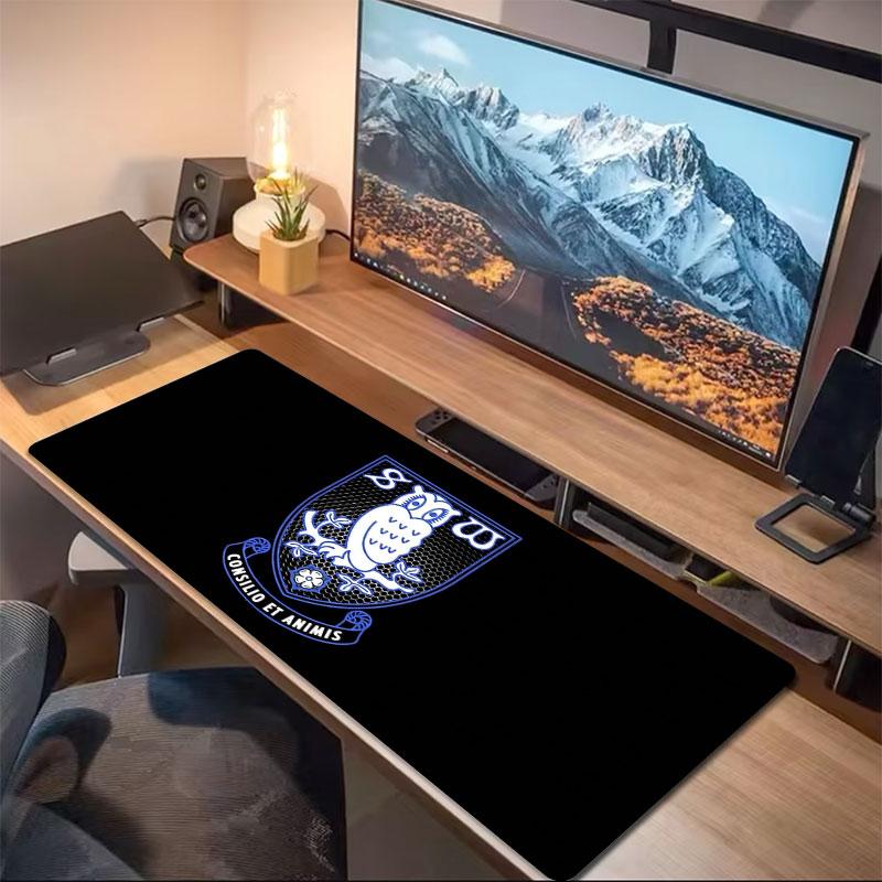 Blue White Owl Crest Large Size Mouse Pad Large Gaming Table Cushion Nonslip Laptop Tablet Big Mousepad Xxl Mat Mini Pc Playmat With Lock Edge