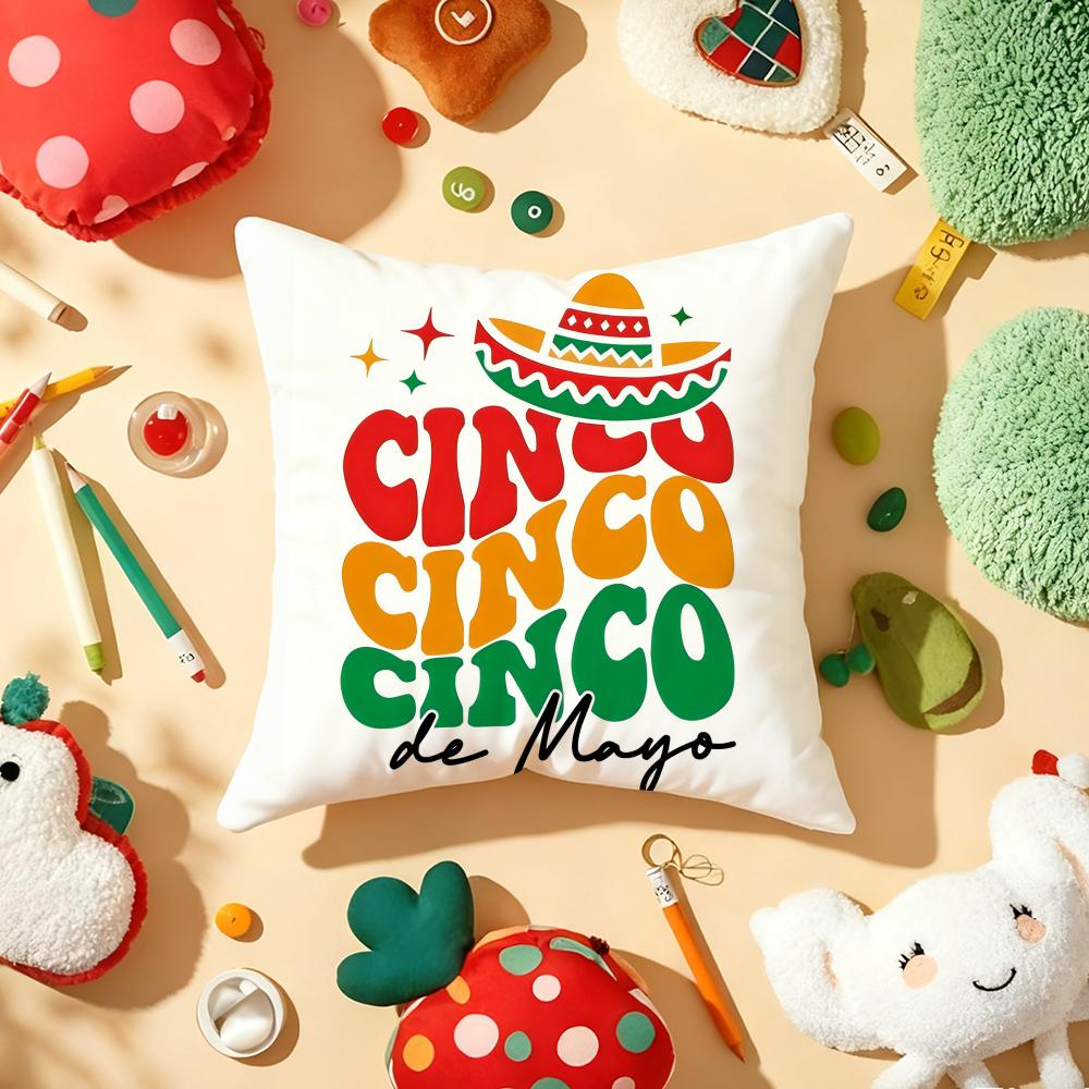 Cinco De Mayo Mexico May 5th Cushion Cover Plush Fabric Soft Double-Sided Printed Sofa Warm Winter Home Child Gift Pillow Case