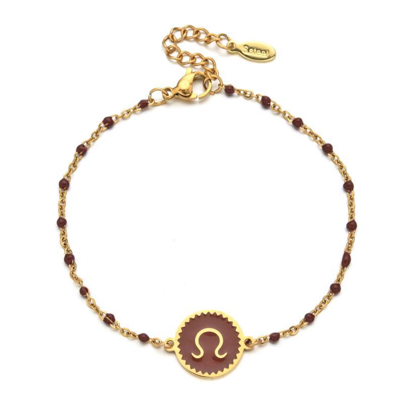 Stainless Steel Chain Zodiac Sign 12 Constellation Bracelet Charm Gold Color Chain Bracelet For Women Birthday Jewelry Gifts