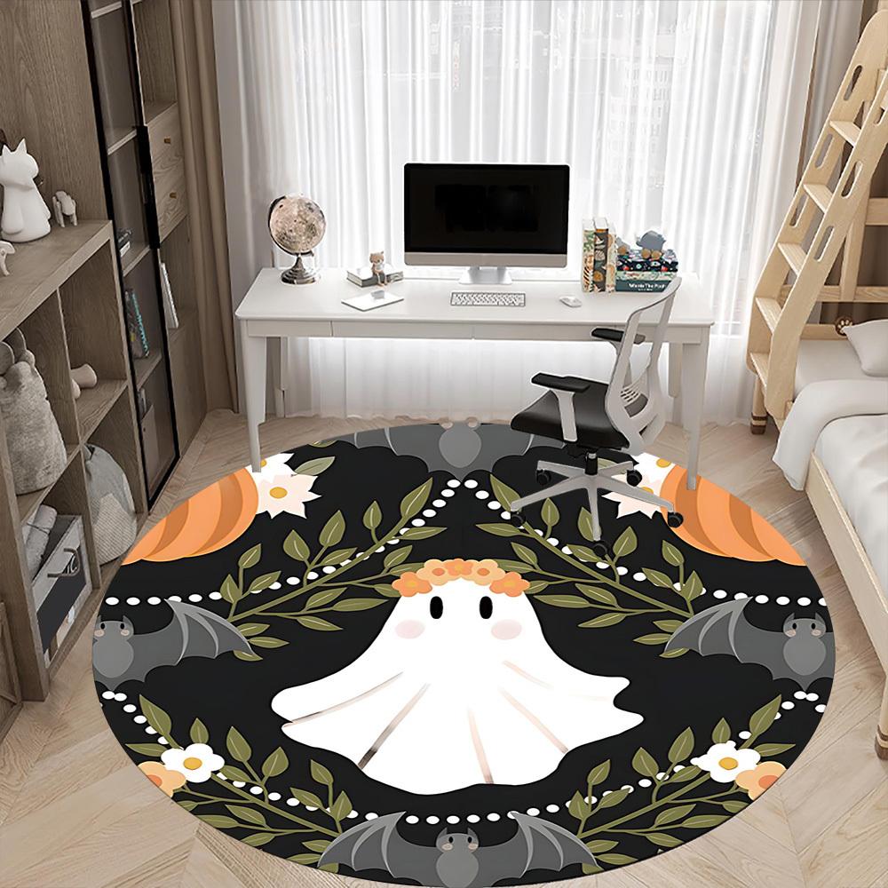 1PCGhost Bat Office Round Area Rug,  Mat Suitable For Office, Under Office Chairs Bedroom Living Room Home Decor, Room Deco