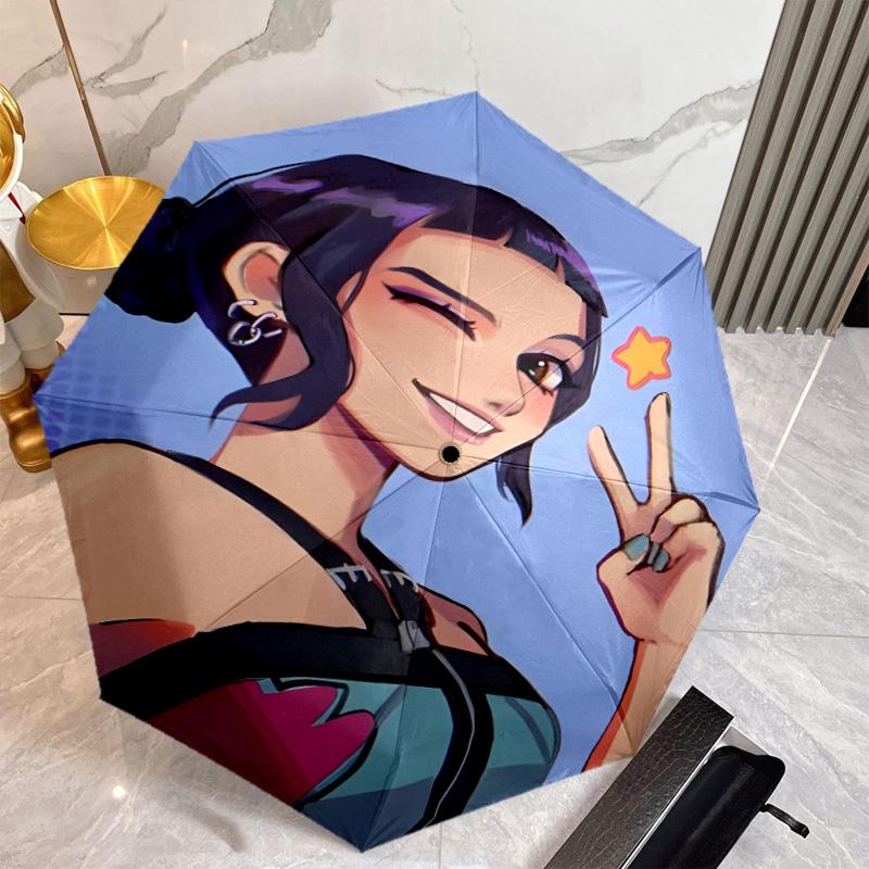 KPop Demon Hunters ZOEY Umbrella with Automatic Open/Close & Self-8-Rib Heavy-Duty Umbrella, Compact Travel Umbrella Suitable for Outdoor