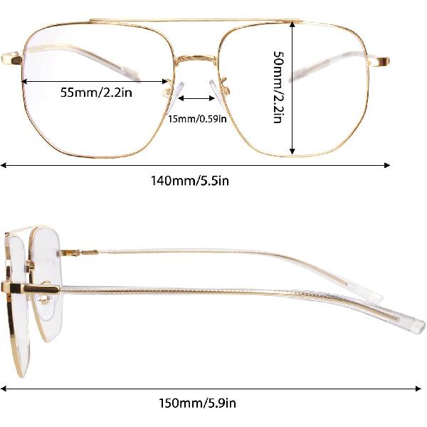 hoyuwak Clear Aviator Glasses Old Man Classic Gold Metal Frame Costume Glasses Non Prescription Square Eyewear for Women Men Halloween
