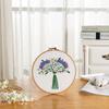DIY Flowers Plants Pattern Embroidery Set Needlework Tools, Printed Beginner Embroidery Round Cross Stitch Kit Sewing Craft Kit