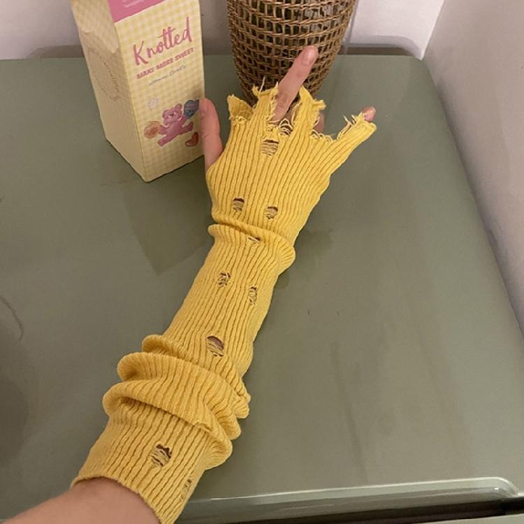 Hollowout Knit Gloves Fashion Women Accessory Fingerless Gloves Y2K Arm Decors