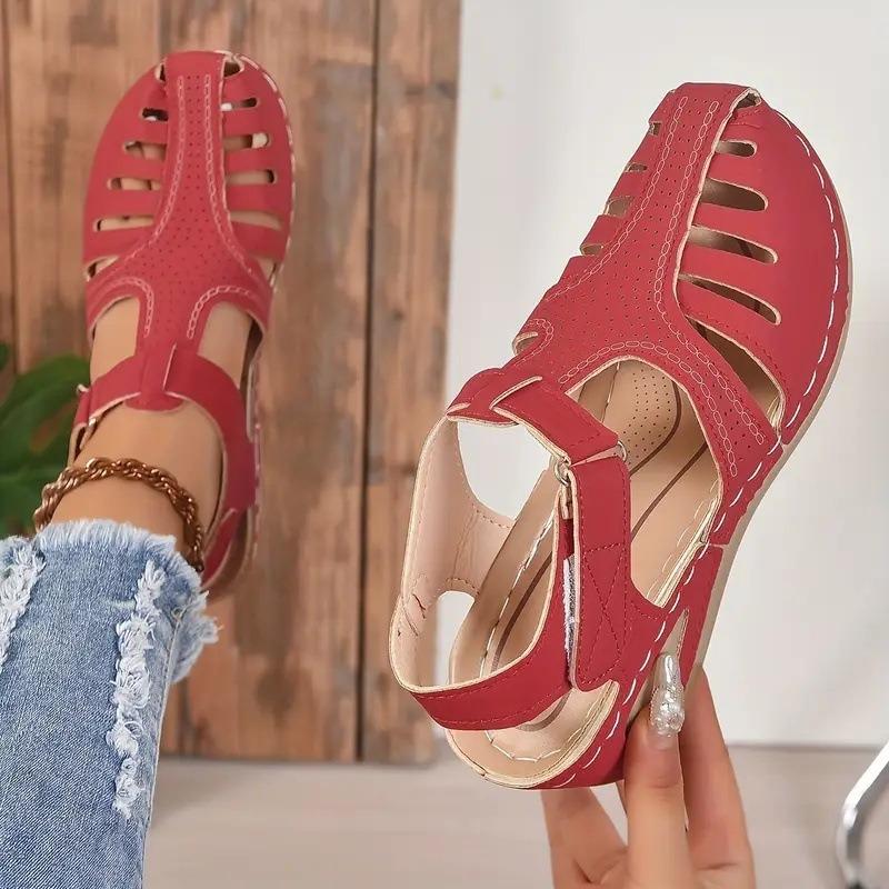 Fashion New Summer Women Wedge Sandals Anti-slip Premium Open Toe Sandals Vintage Leather Casual Female Retro Platform Shoes