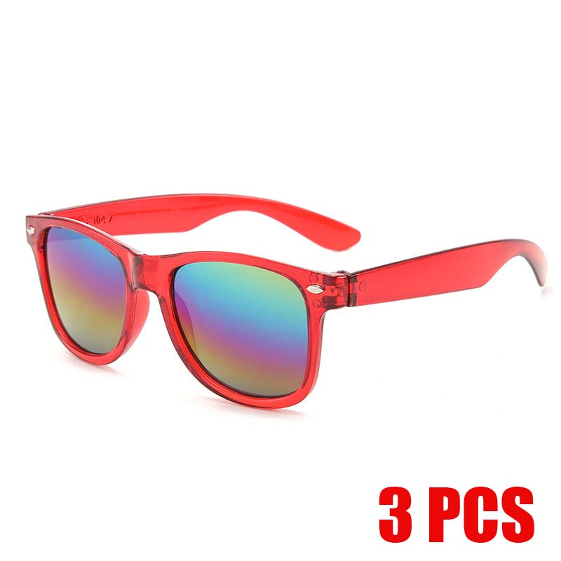 3PCS/pack Transparent Square Sunglasses for Kids Mirror Lens Eyewear Summer Beach Outdoor UV Protection Sun Shades Eyeglasses