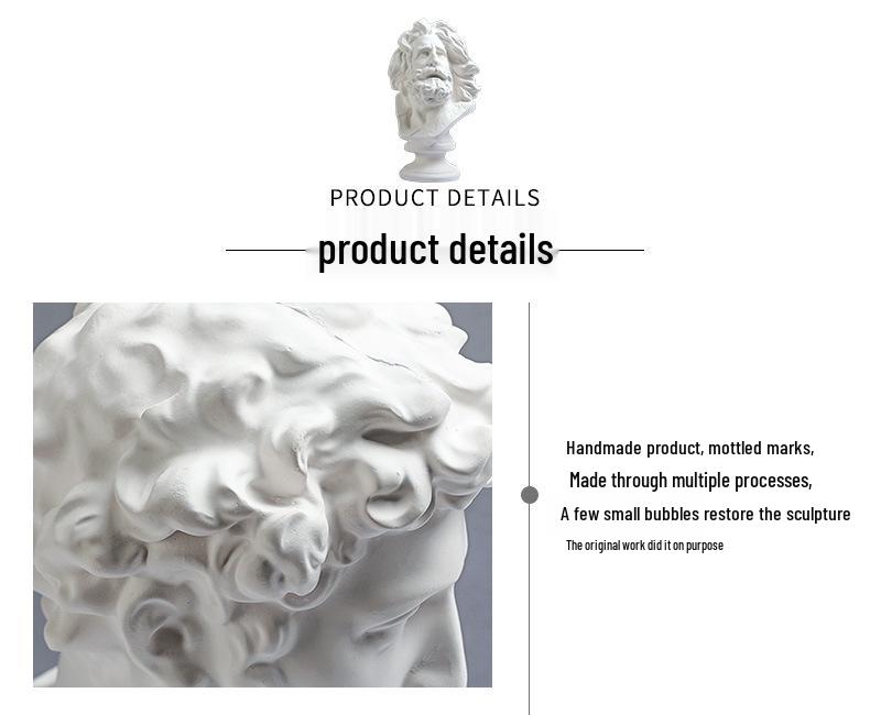 David Head Bust: Plaster Sculpture for Art Students & Teaching Aids