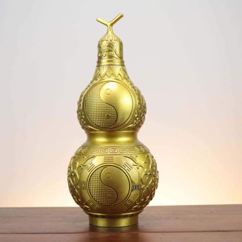 Brass House Treasure Open Lid Bagua Gourd Decor for Worship