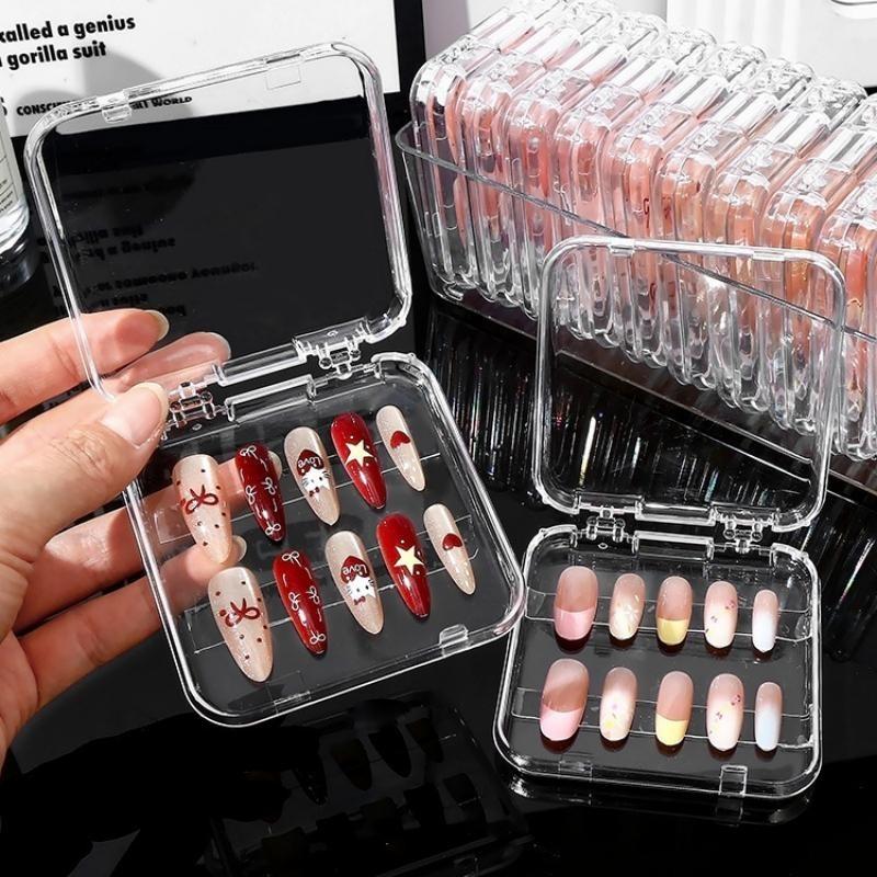 Acrylic Flip Top Press On Nail Box Transparent Display Case Jewelry Storage Organizer 4 Home Salon Manicure Daily Practical Box