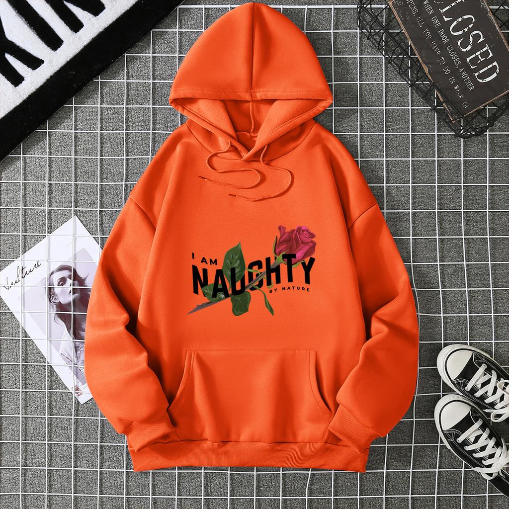Women's Real Shot American Plant-printed Sweater Hooded Autumn and Winter New Men's and Women's Models