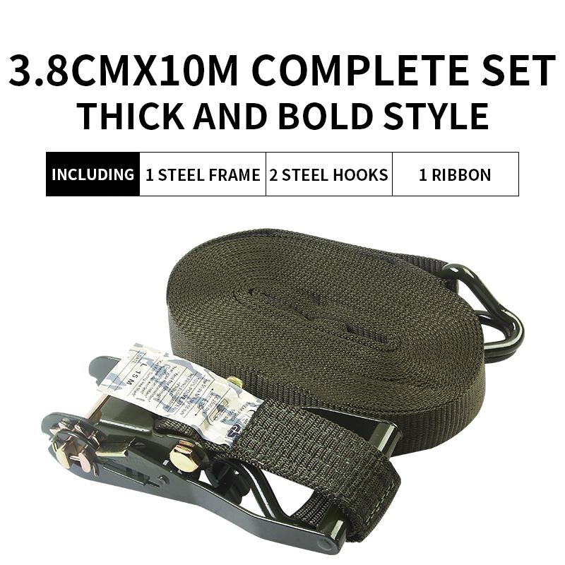 Military Green Truck Rope Tightener Ratchet Cargo Aircraft Strap Car Fixing Thickened Binding Device for Secure Fastening