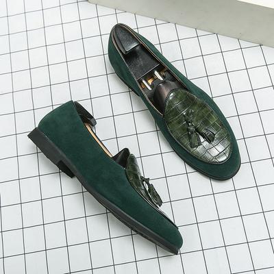 Fashion Luxry Men Loafers Shoes Slip On Moccasins Man Party Dress Shoes Wedding Flats Formal Tassel Casual Green Shoes Plus Size 38-48