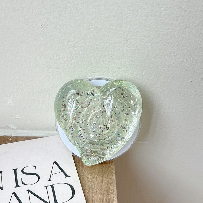 Solid Color Glitter Heart-Shaped Three-Dimensional Mobile Phone Airbag Bracket Magnetic Attraction Suitable For Magsafe Creative Ring