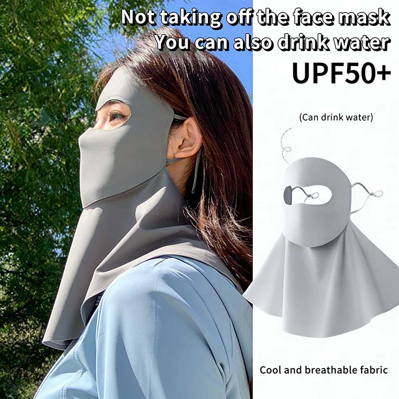 UPF50 Plus Ice Silk Sun Protection Full Face Breathable Neck Scarf for Jogging Outdoor