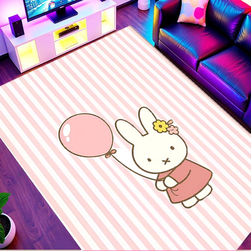 Miffy Print Rug, Washable Floor Carpet, For Entryway Dorm Laundry Room Office Study, Home Decor Birthday Christmas Gift