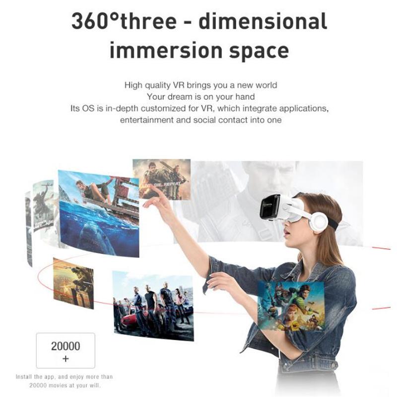 VR 3D Glasses, Head-Mounted for Smartphones, Anti-Blue Light Lenses, Immersive Video Games