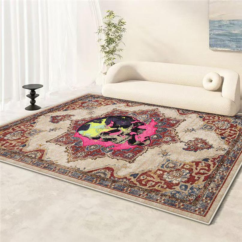 Persischer Retro Teppich in Übergröße für das Wohnzimmer Cartoon Rutschfest Kinderzimmer Dekoration Teppich Weiche Sofatischmatte Maschinenwaschbar