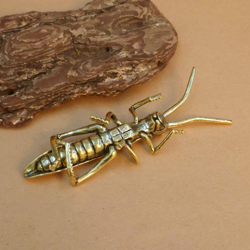 Brass Locust Copper Craft Home Decor Tea Pet Grasshopper Vintage Collectible Antique Handheld Gift