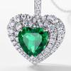 S925 Silver Lab-Grown Emerald Heart Pendant: Retro European-American Style Necklace for Women