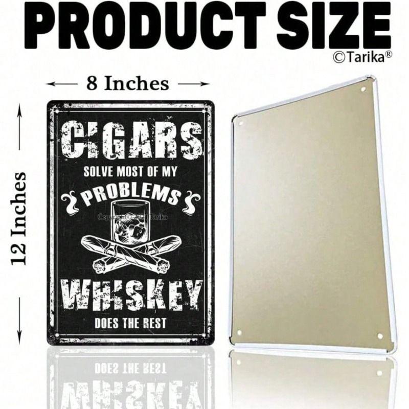 Metal Wall Art Vintage Whiskey Bar Sign, Retro Man Cave Decor