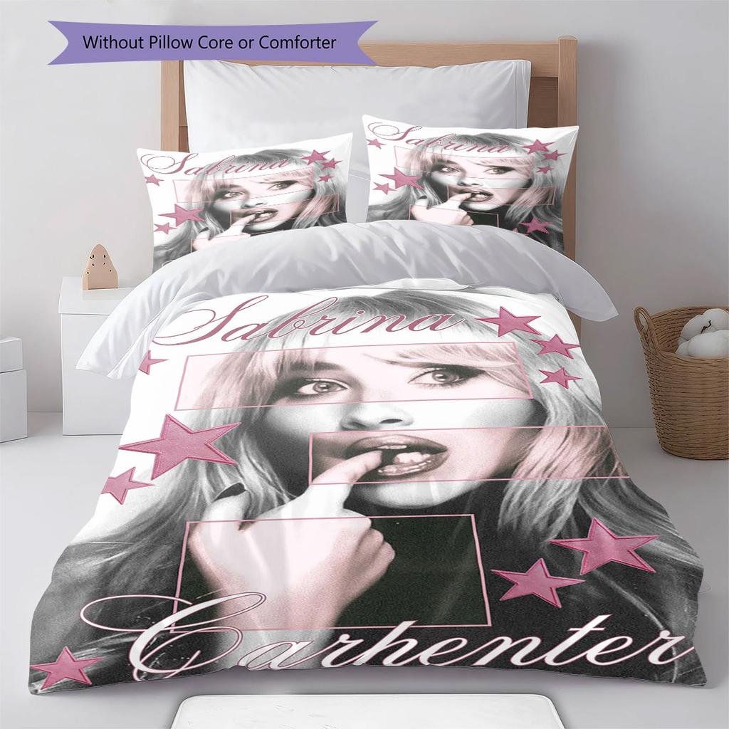 Sabrina Carpenter Pattern Bedding,Quilt Set Quilt Cover Pillowcase Home Birthday Gift(1 * duvet cover + 2 * pillowcase, without core)