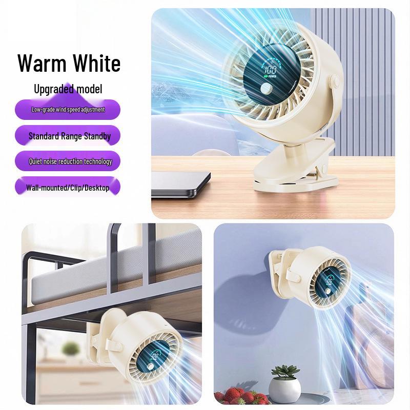 Přenosný USB dobíjecí klipový ventilátor - Tichý, Silný vítr, Ideální pro stolní a venkovní použití