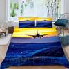 3D Airplane Pattern Bedding Set, Down Duvet Cover with Pillowcase, Single Double Bed, Queen King, Full Size Home Decoration Gift