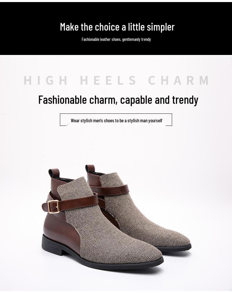 Men's Plus Size High-Top Leather Boots: Korean Style Trendy British Casual Retro Design