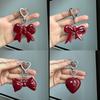 Exquisite Temperament Red Heart Bow Charms Keychain Versatile Phone Pendant Fashion Backpack Hanging Ornament Accessories Gifts