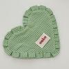 1Pcs Ins Heart-Shaped Plaid Meal Mat With Pleated Lace Cute Bowl Mats Portable Cotton Insulation Pad Mat Home Decoration