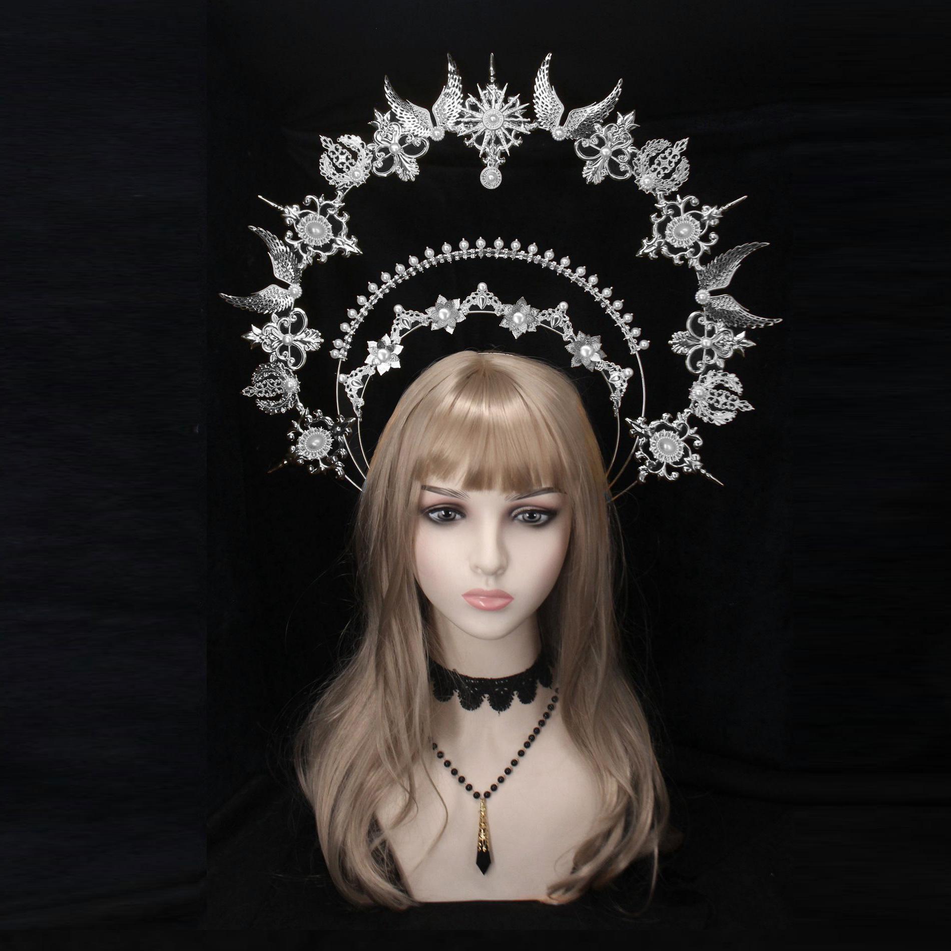 

Lolita Angel Halo Sun Crown Материал Пакет Преувеличенный Подиумный Головной Убор Фото Реквизит Аксессуары