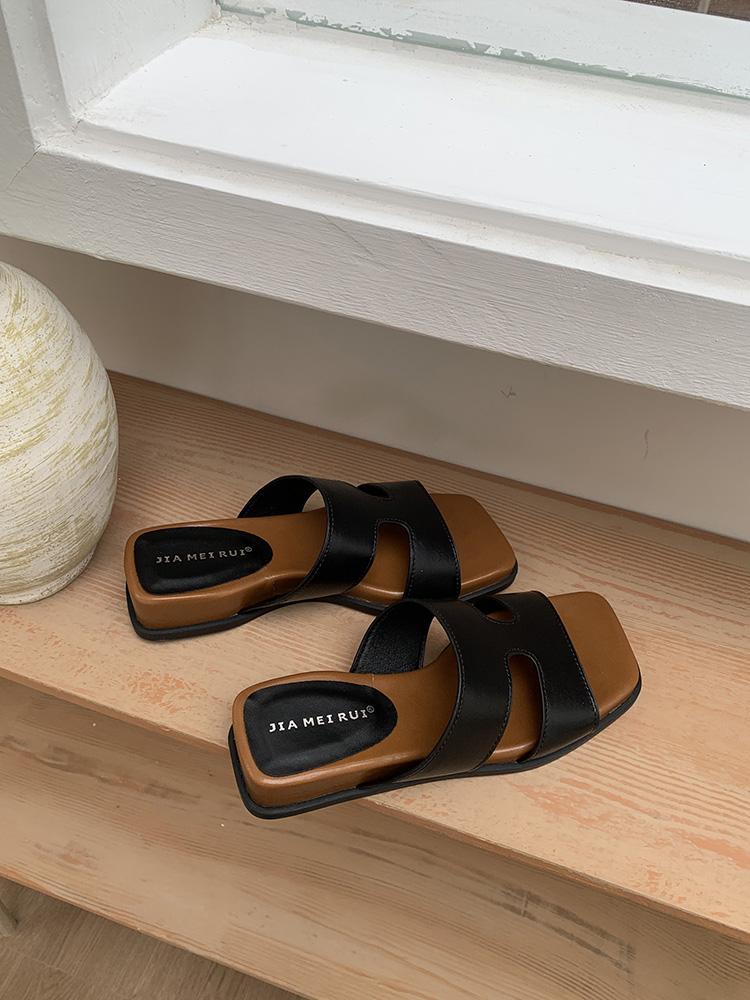 Fashion Open-toe Sandals Women Summer New Thick Heels for Women's Low-heeled Fashion Outdoor Slippers Beach Flip Flops Female Slides