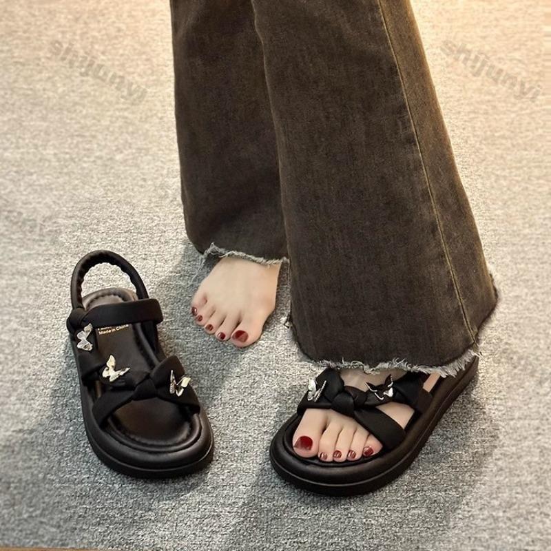Fashion Women's Sandals 2025 Summer Breathable Fashion Butterfly Non Slip Casual Shoes Lightweight Comfortable Soft Sole Slip on Flats