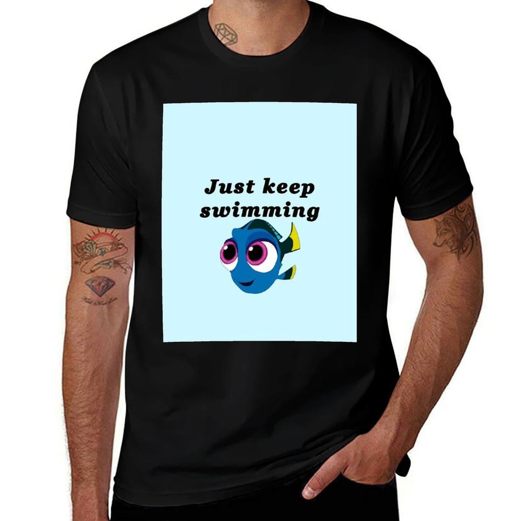 Just Keep Swimming Baby Dory Tshirt Art Pattern Printed Casual Top Tshirt