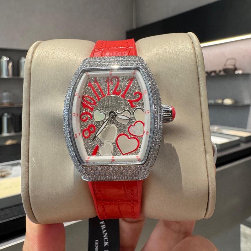 Flange V3 Women s Luxury Diamond Starry Sky Quartz Watch with Colorful Barrel Dial and Rubber Strap