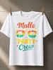 Malle Party Crew With Palm Reflections Stars Bright Orange Yellow And Green Beach Vibe Unisex All Unisex All Tshirt
